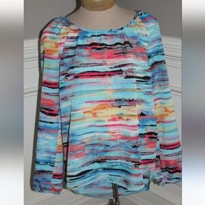 Spense blouse size medium splash colors 100%polyester